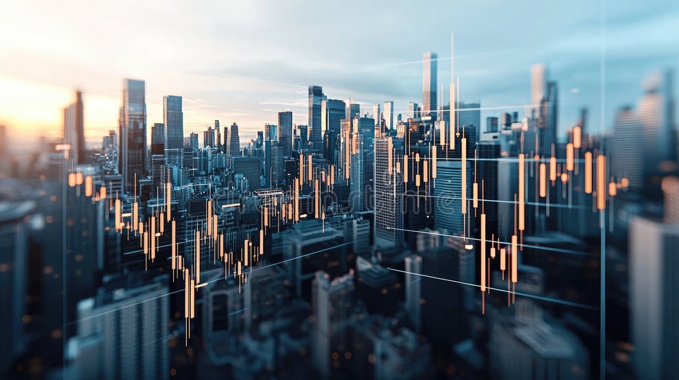 نمودار شمعی رنگارنگ نشان‌دهنده تغییرات قیمت کاشی در بازار مالی